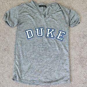 Gray V-Neck T-Shirt with Blue DUKE Print